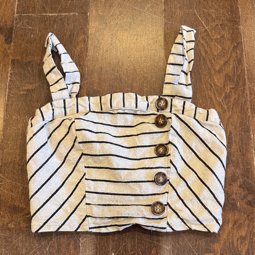 Altar'd State Black and Cream Striped Crop Top